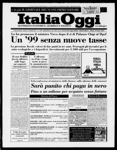 Italia oggi : quotidiano di economia finanza e politica